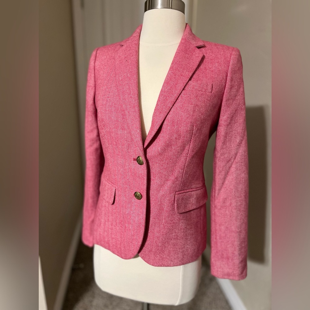 J. Crew Factory Pink Herringbone Blazer Jacket - Size 0